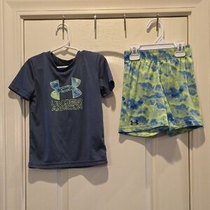 Under Armour Blue T-Shirt and Camouflage Shorts Set